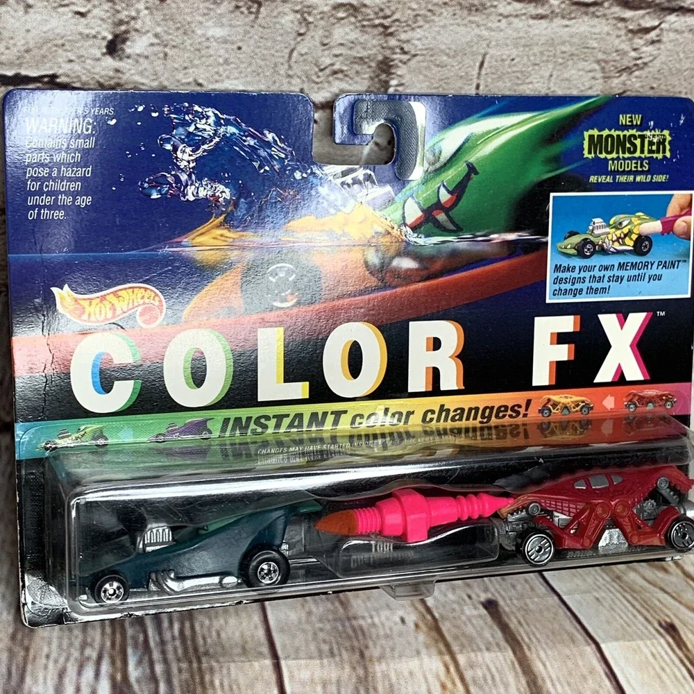 1994 Hot Wheels Color FX Swarmula & Double Demon Die Cast Toy Car Set Vintage